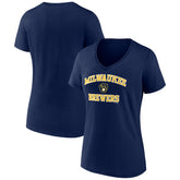 Milwaukee Brewers Women's Heart and Soul V-Neck T-Shirt - Navy