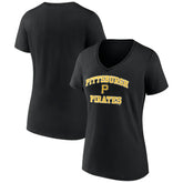 Pittsburgh Pirates Women's Heart and Soul V-Neck T-Shirt - Black