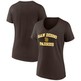 San Diego Padres Women's Heart and Soul V-Neck T-Shirt - Brown