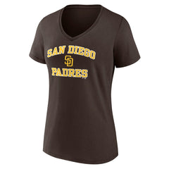 San Diego Padres Women's Heart and Soul V-Neck T-Shirt - Brown