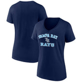 Tampa Bay Rays Women's Heart and Soul V-Neck T-Shirt - Navy