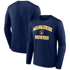 Milwaukee Brewers Heart and Soul Long Sleeve T-Shirt - Navy
