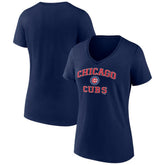 Chicago Cubs Women's Heart and Soul V-Neck T-Shirt - Navy