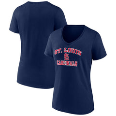 St. Louis Cardinals Women's Heart and Soul V-Neck T-Shirt - Navy