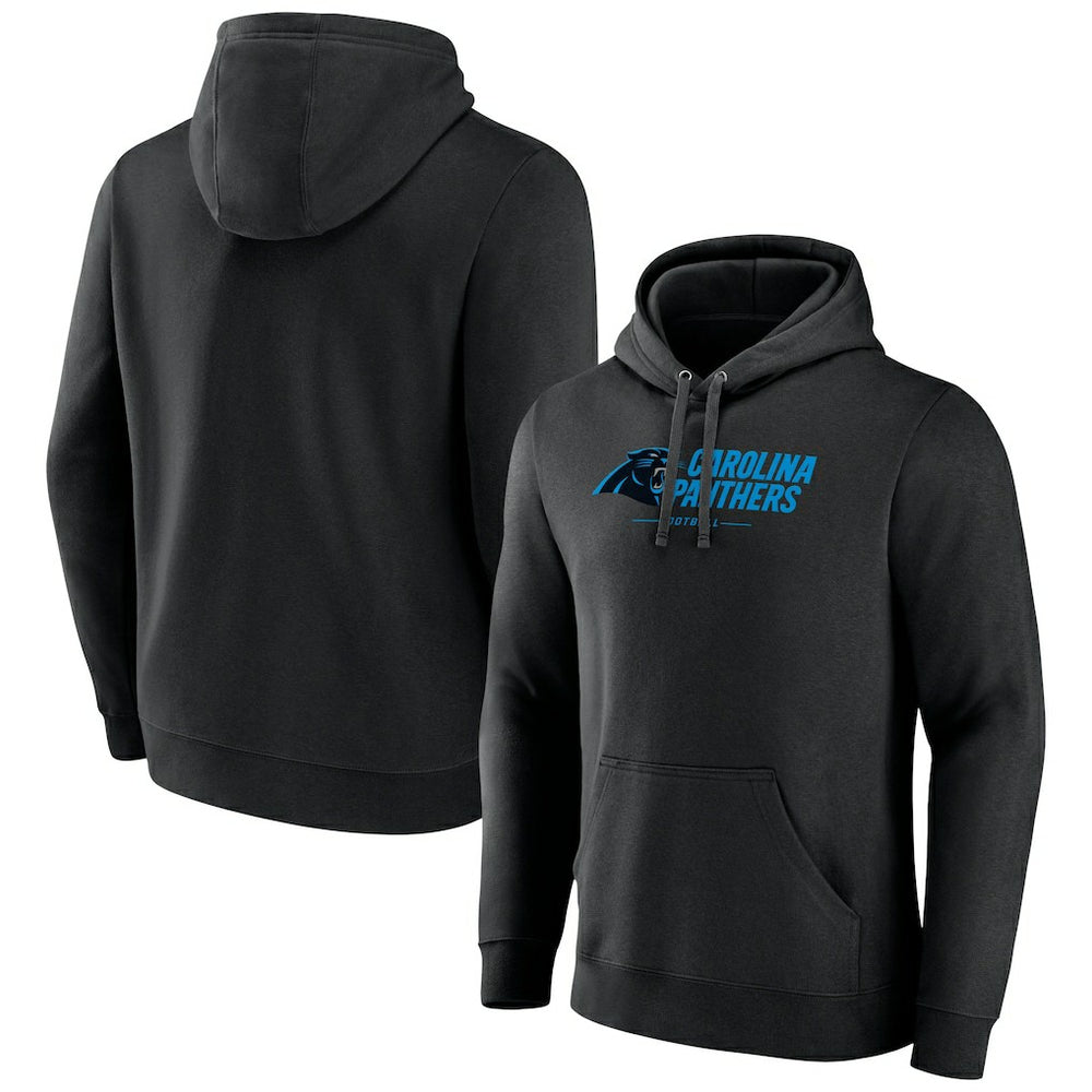 Carolina Panthers Logo Team Lockup Fitted Pullover Hoodie - Black discount