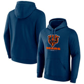 Chicago Bears Logo Team Lockup Fitted Pullover Hoodie - Navy online