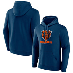 Chicago Bears Logo Team Lockup Fitted Pullover Hoodie - Navy online
