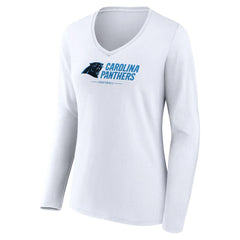 Carolina Panthers Women's Logo Team Lockup Long Sleeve V-Neck T-Shirt - White online