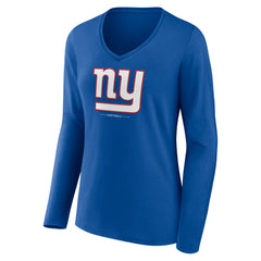 New York Giants Women's Logo Team Lockup Long Sleeve V-Neck T-Shirt - Royal online