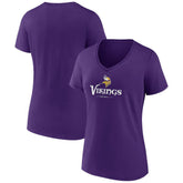 Minnesota Vikings Women's Logo Team Lockup V-Neck T-Shirt - Purple outlet