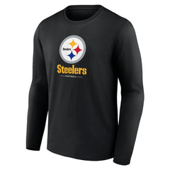 Pittsburgh Steelers Logo Team Lockup Long Sleeve T-Shirt - Black sale
