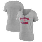 Philadelphia Phillies Women's Heart and Soul V-Neck T-Shirt - Gray