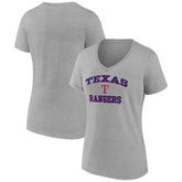 Texas Rangers Women's Heart and Soul V-Neck T-Shirt - Gray