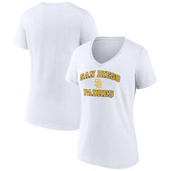 San Diego Padres Women's Heart and Soul V-Neck T-Shirt - White