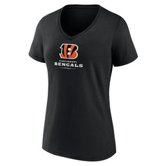 Cincinnati Bengals Women's Logo Team Lockup V-Neck T-Shirt - Black sale