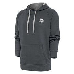 Minnesota Vikings Antigua Metallic Logo Victory Pullover Hoodie - Charcoal on sale