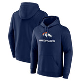 Denver Broncos Logo Team Lockup Fitted Pullover Hoodie - Navy on sale