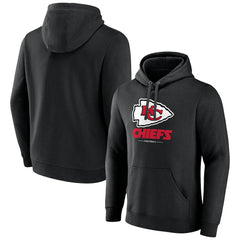Kansas City Chiefs Logo Team Lockup Fitted Pullover Hoodie - Black discount
