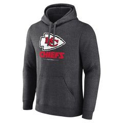 Kansas City Chiefs Logo Team Lockup Fitted Pullover Hoodie - Charcoal cheap