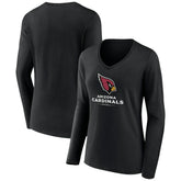 Arizona Cardinals Women's Logo Team Lockup Long Sleeve V-Neck T-Shirt - Black on sale