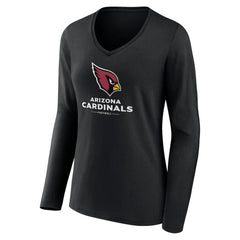 Arizona Cardinals Women's Logo Team Lockup Long Sleeve V-Neck T-Shirt - Black on sale