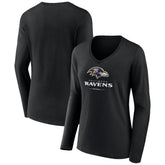 Baltimore Ravens Women's Logo Team Lockup Long Sleeve V-Neck T-Shirt - Black online