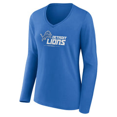 Detroit Lions Women's Logo Team Lockup Long Sleeve V-Neck T-Shirt - Blue online