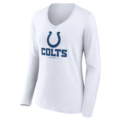 Indianapolis Colts Women's Logo Team Lockup Long Sleeve V-Neck T-Shirt - White sale