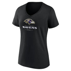Baltimore Ravens Women's Logo Team Lockup V-Neck T-Shirt - Black for sale