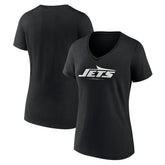 New York Jets Women's Logo Team Lockup V-Neck T-Shirt - Black online
