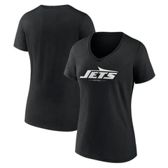 New York Jets Women's Logo Team Lockup V-Neck T-Shirt - Black online