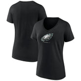 Philadelphia Eagles Women's Logo Team Lockup V-Neck T-Shirt - Black for sale