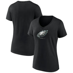 Philadelphia Eagles Women's Logo Team Lockup V-Neck T-Shirt - Black for sale