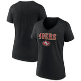 San Francisco 49ers Women's Logo Team Lockup V-Neck T-Shirt - Black cheap