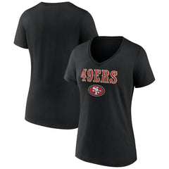San Francisco 49ers Women's Logo Team Lockup V-Neck T-Shirt - Black cheap