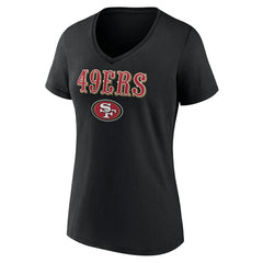 San Francisco 49ers Women's Logo Team Lockup V-Neck T-Shirt - Black cheap