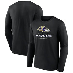 Baltimore Ravens Logo Team Lockup Long Sleeve T-Shirt - Black cheap