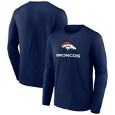 Denver Broncos Logo Team Lockup Long Sleeve T-Shirt - Navy sale