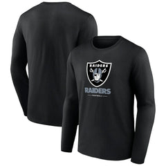 Las Vegas Raiders Logo Team Lockup Long Sleeve T-Shirt - Black on sale