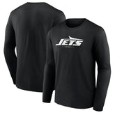 New York Jets Logo Team Lockup Long Sleeve T-Shirt - Black on sale