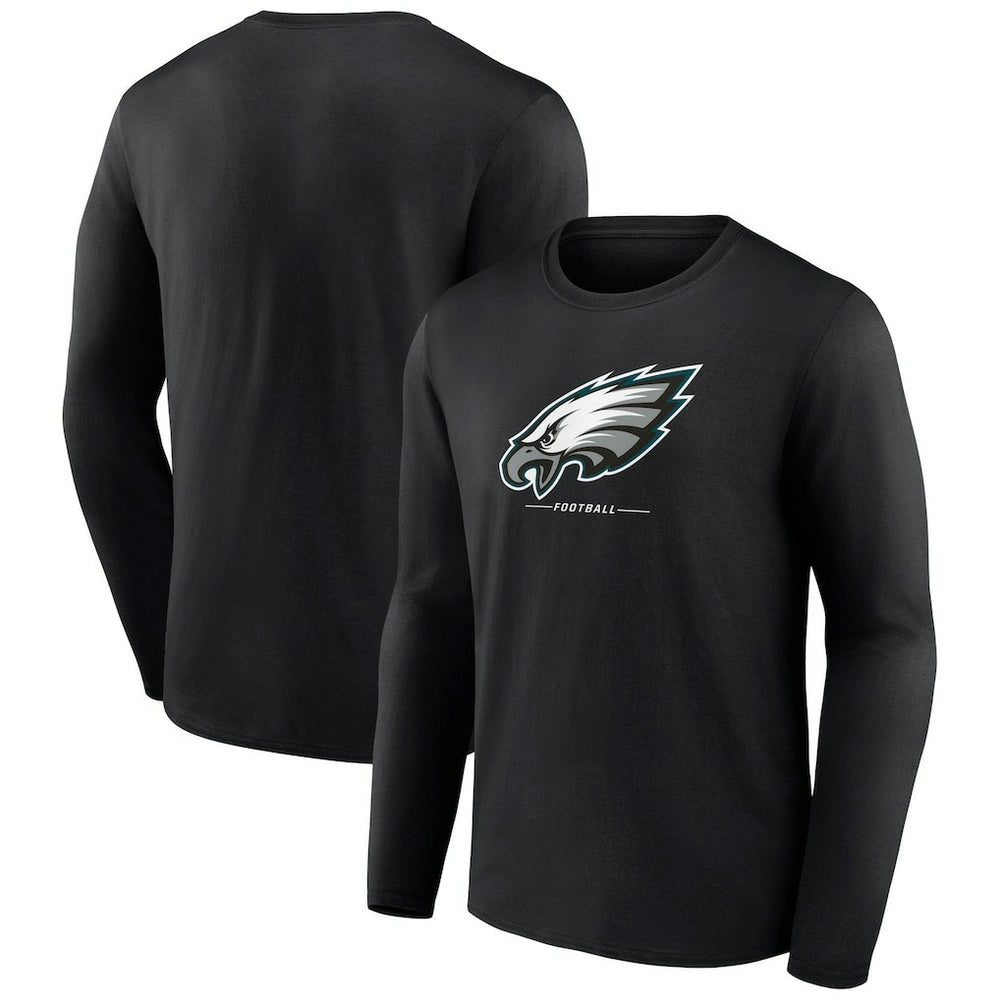 Philadelphia Eagles Logo Team Lockup Long Sleeve T-Shirt - Black on sale