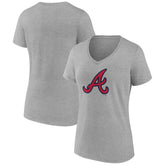 Atlanta Braves Women's Official Logo V-Neck T-Shirt - Gray