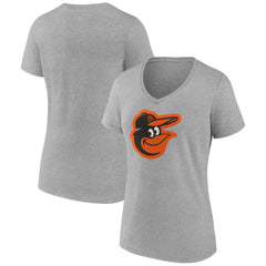Baltimore Orioles Women's Official Logo V-Neck T-Shirt - Gray