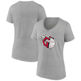 Cleveland Guardians Women's Official Logo V-Neck T-Shirt - Gray