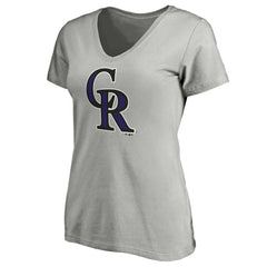Colorado Rockies Women's Official Logo V-Neck T-Shirt - Gray