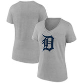 Detroit Tigers Women's Official Logo V-Neck T-Shirt - Gray