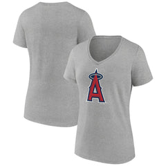 Los Angeles Angels Women's Official Logo V-Neck T-Shirt - Gray