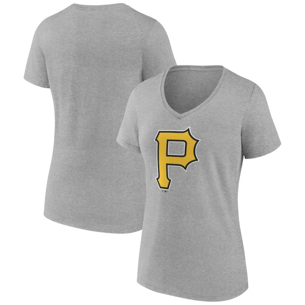 Pittsburgh Pirates Women's Official Logo V-Neck T-Shirt - Gray