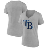 Tampa Bay Rays Women's Official Logo V-Neck T-Shirt - Gray