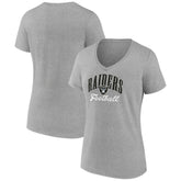 Las Vegas Raiders Women's Victory Script V-Neck T-Shirt - Heather Gray for sale